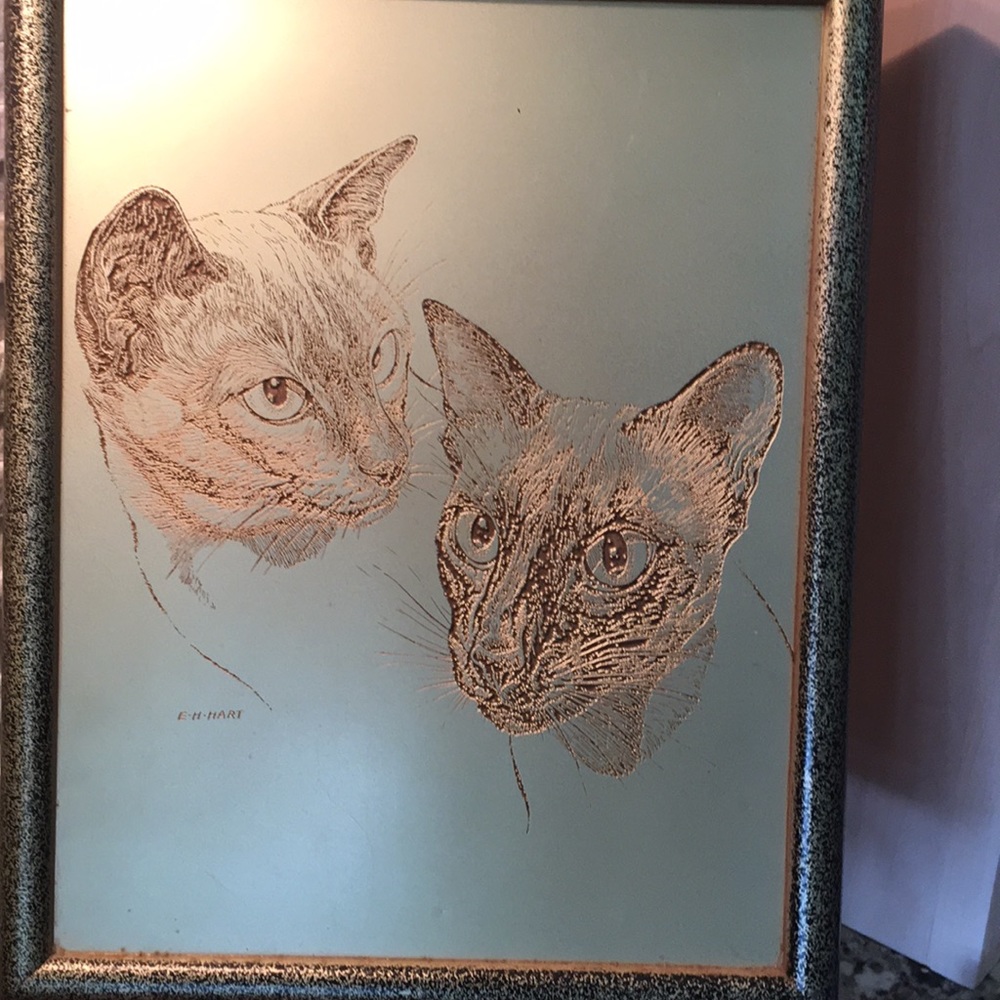 COPY - Late deco era carved wood etching in frame